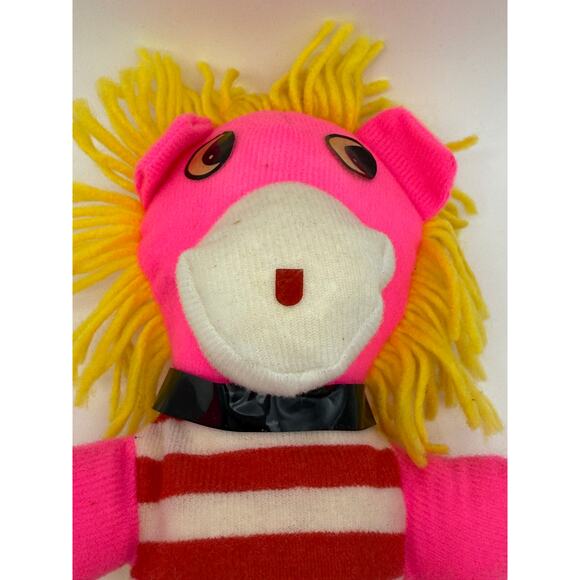 Vtg. Parisi Creations Plush Neon Pink & Yellow 13" Retro Animal Stuffed Toy - Picture 2 of 8